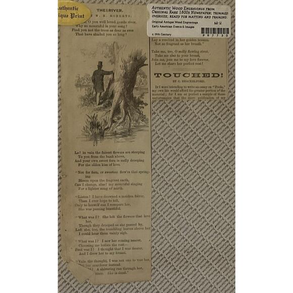 Antique Newspaper Civil War The River by W.H. Roberts Harper Military Rare 1800s - Picture 1 of 6